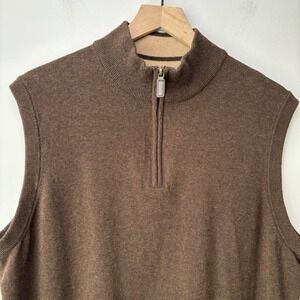 Daniel Cremieux 1/4 Zip Sweater Vest Large Chocolate Brown Golf Pima Cotton